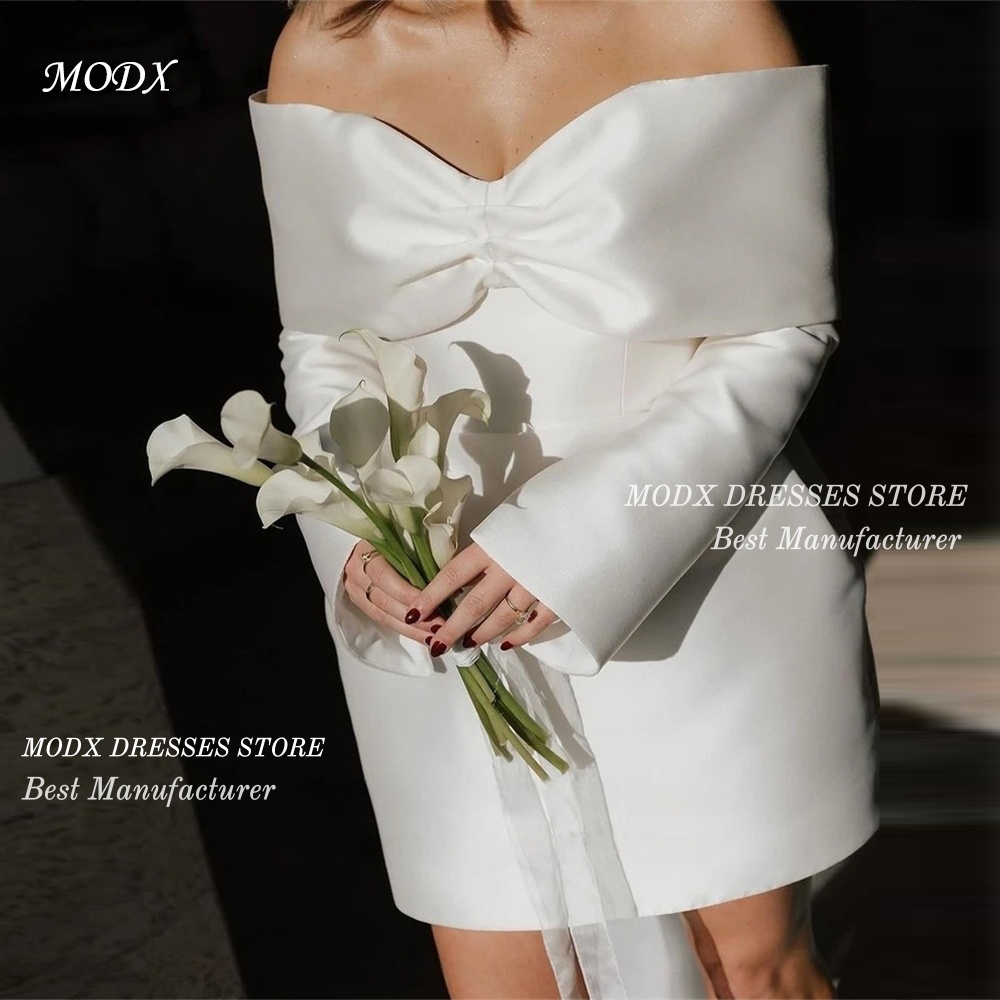 Modern Korean Lifestyle - MODX Modernes koreanisches Elfenbein-Hochzeitskleid, schulterfrei, mit
